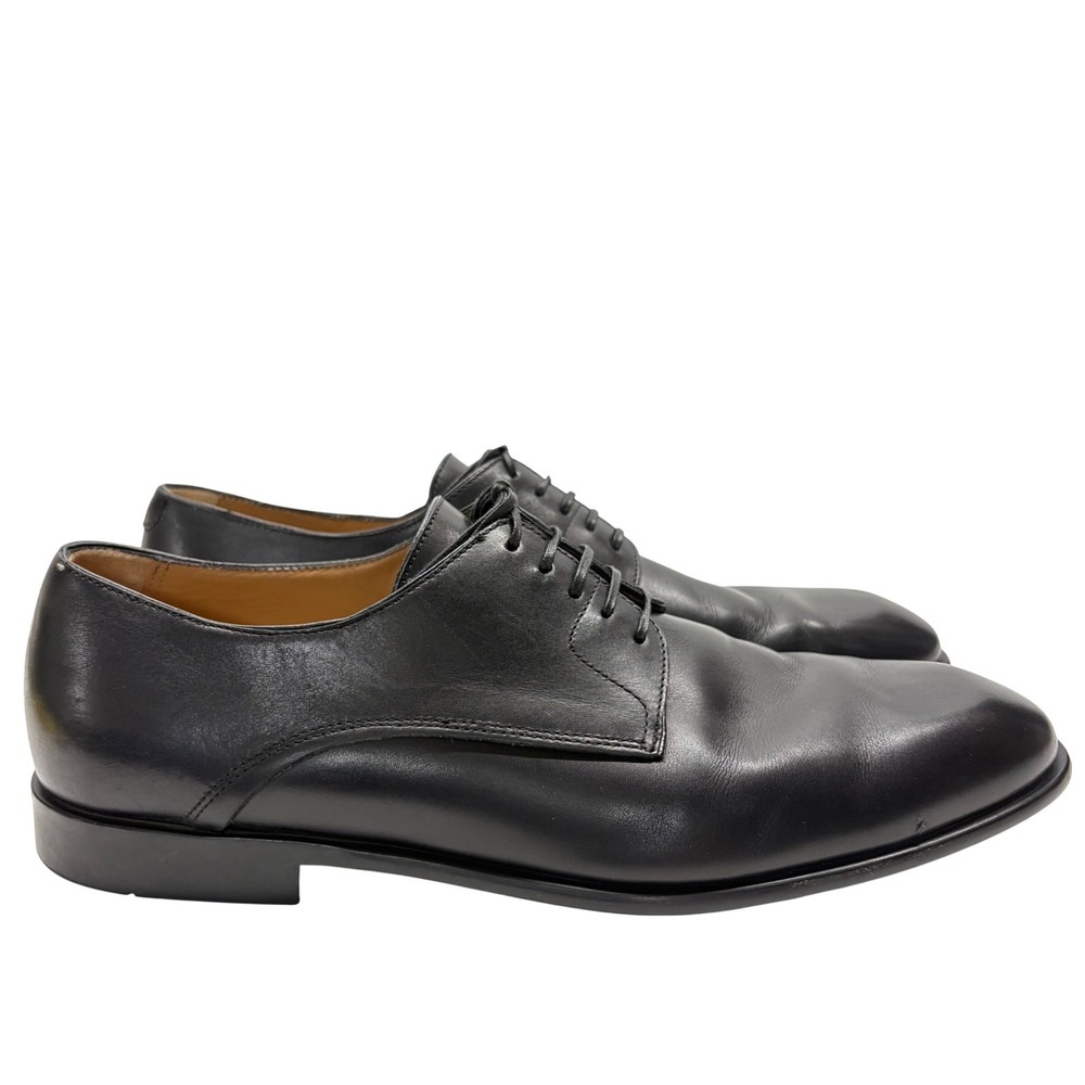 Ferragamo Fosco Derby Shoes Mens 10.5 EE Black Leather Plain Toe Dress Shoes
